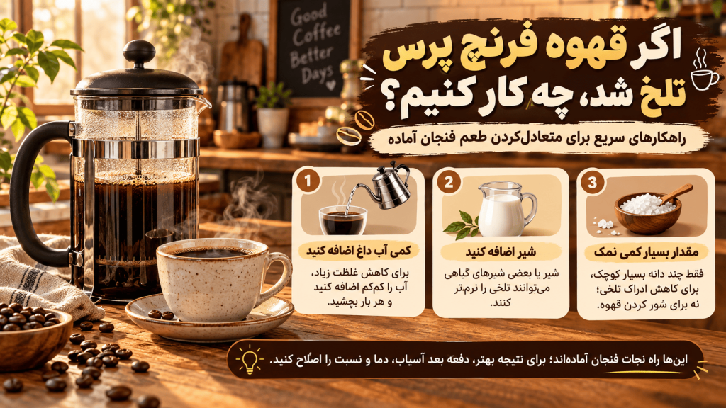 اگر قهوه فرنچ پرس تلخ شد، چه کار کنیم؟