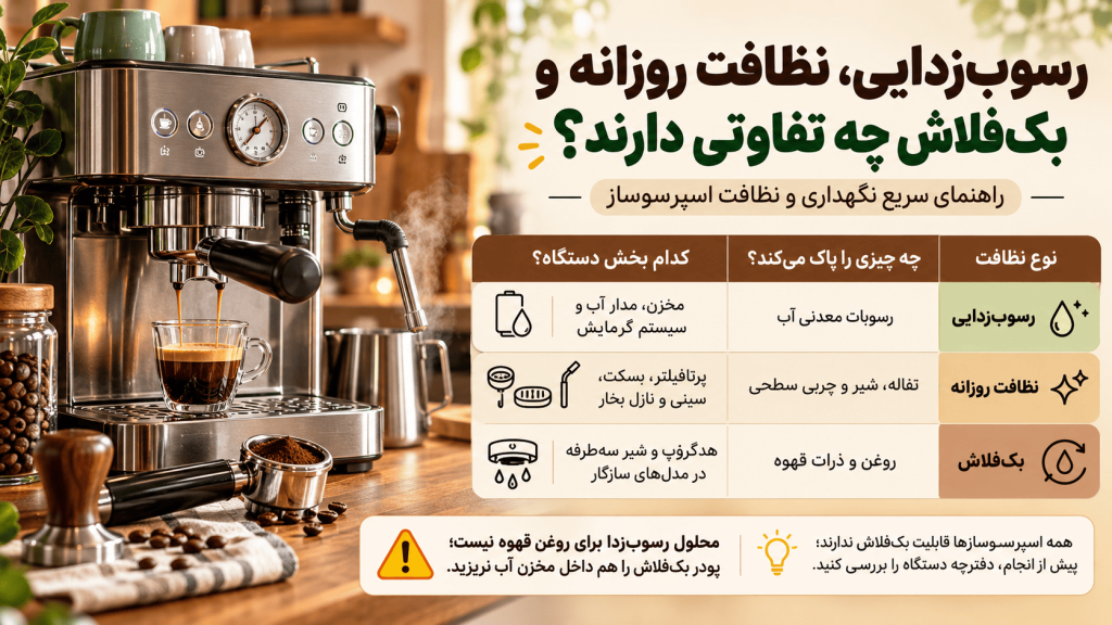 رسوب زدایی، نظافت روزانه و بک فلاش چه تفاوتی دارند؟
