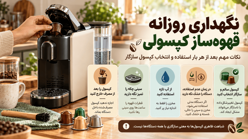 نگهداری روزانه قهوه ساز کپسولی