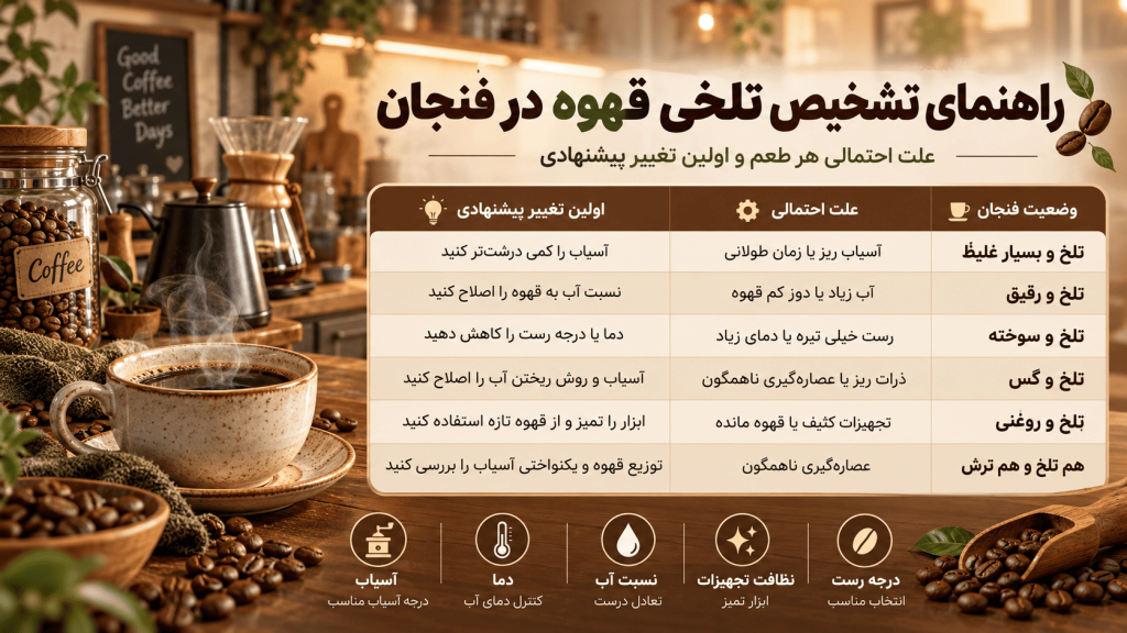 راهنمای تشخیص تلخی قهوه در فنجان