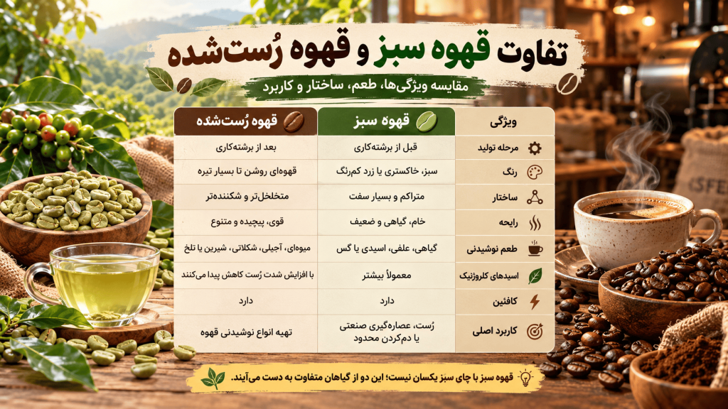 تفاوت قهوه سبز و قهوه رست شده