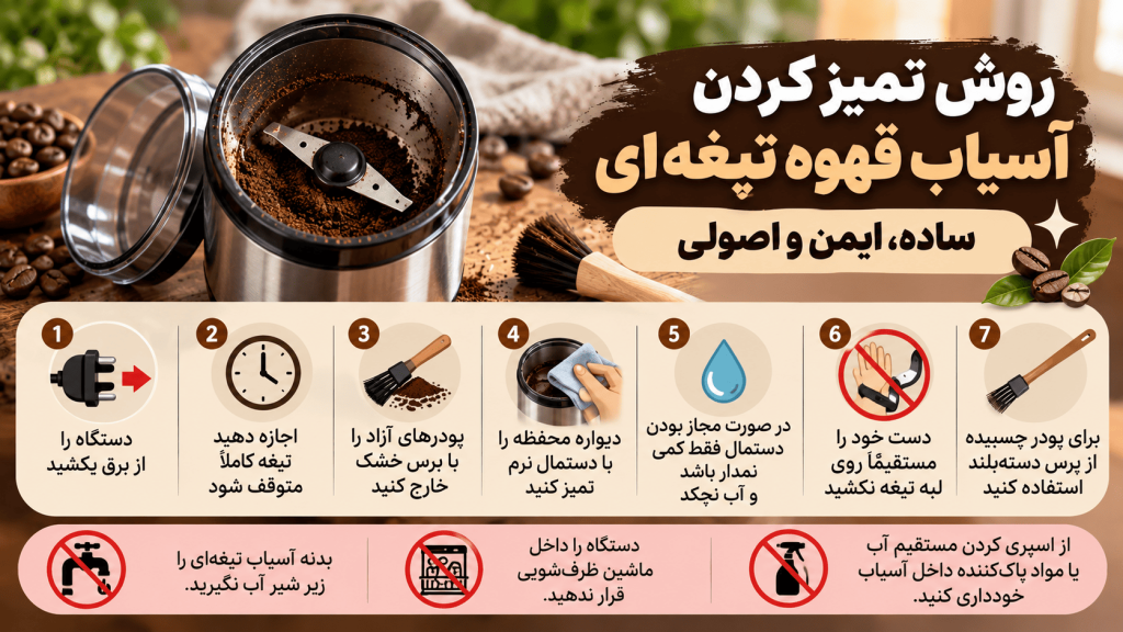 روش تمیز کردن آسیاب قهوه تپغه ای