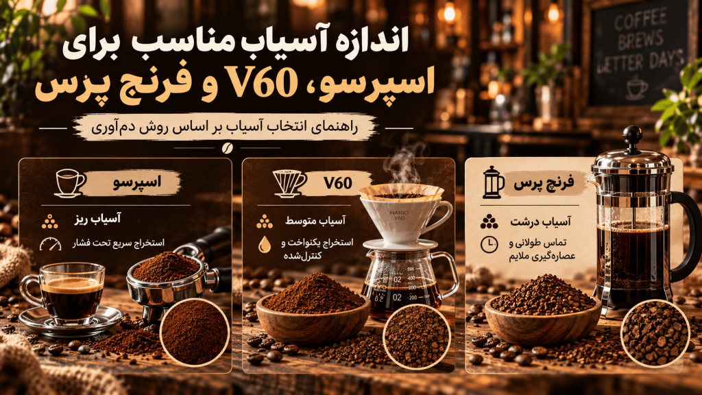 تفاوت دانه قهوه برای اسپرسو V60 فرنچ پرس — تصویر تکمیلی 4