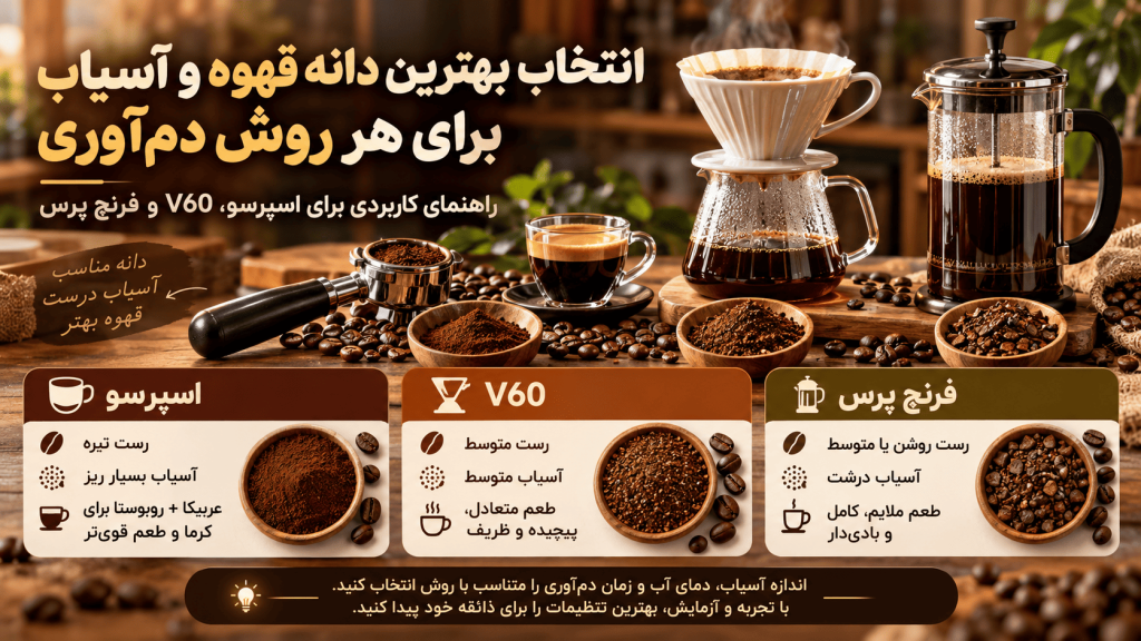 تفاوت دانه قهوه برای اسپرسو V60 فرنچ پرس — تصویر تکمیلی 3